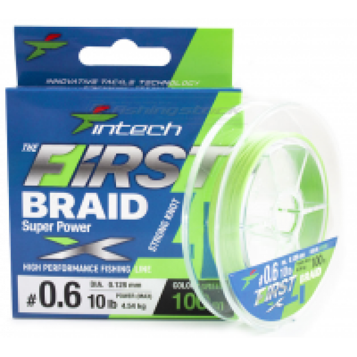 Плетёный шнур Intech First Braid PE X4 Green 150m 2,5 (0,26мм) 15.0 кг