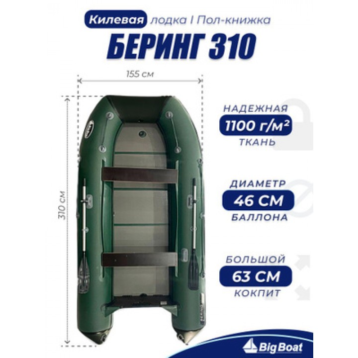 Лодка BigBoаt Беринг 310,D46,46кг,10 л.с,1100гр/м2